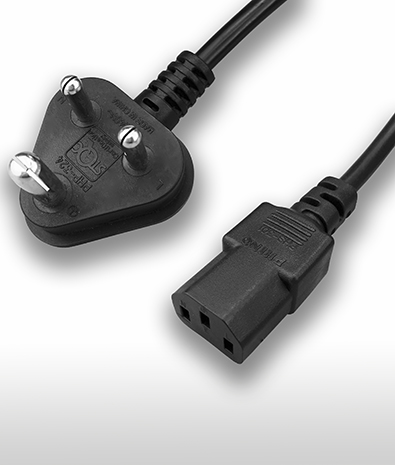 India 3-Pin Plug To C13 AC Power Cord Set 10A 250V