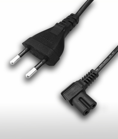 Germany CEE 7/16 To IEC 60320 C7 Right Angle, 2-Pin AC Power Cord