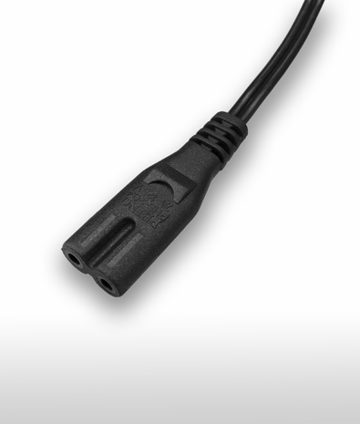 IEC 60320 C7 2-Pin Straight AC Connector, 2.5A 250V