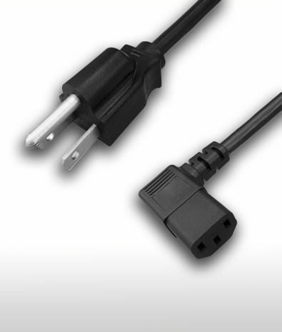 USA NEMA 5-15P Plug To IEC 60320 C13 Right Angle type Connector, 3-Pin AC Power Cord