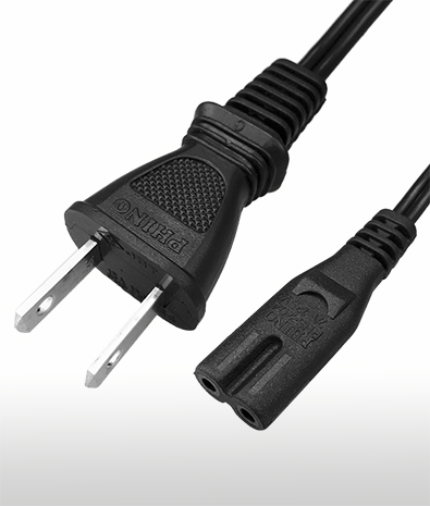 Japan JIS C8303 Plug To IEC 60320 C7 Connector, 2-Pin AC Pow