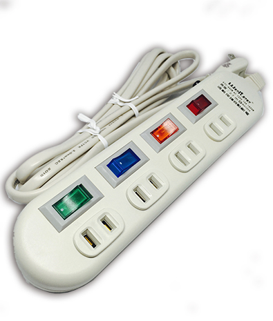 Japan 4 Outlet, On/Off switch, Surge Protection AC Power Strip, 15A 125V