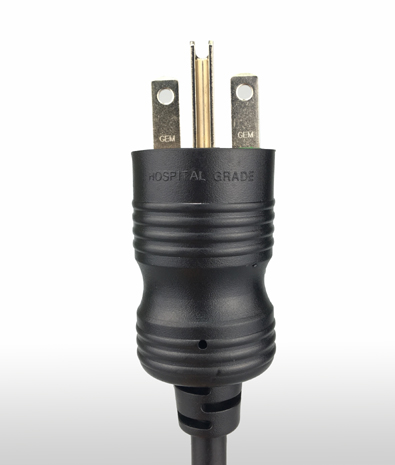 USA NEMA 6-15P 3-Pin Wire Grounding, Angle Type Medical AC Plug 15A 125V