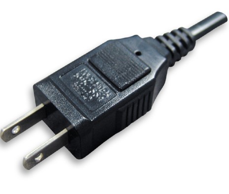 Japan 2-Pin Non-Grounded, Straight AC Plug, 7A 125V